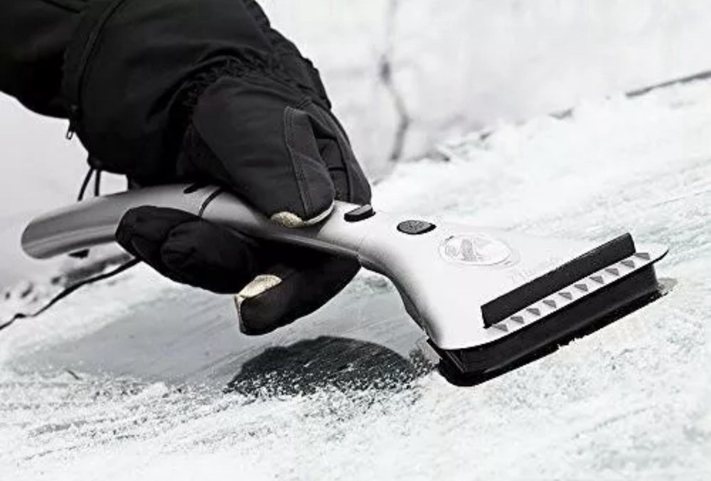 Zone Tech 12V Heated Electric Car Window Snow Ice Scraper Extendable LED Light