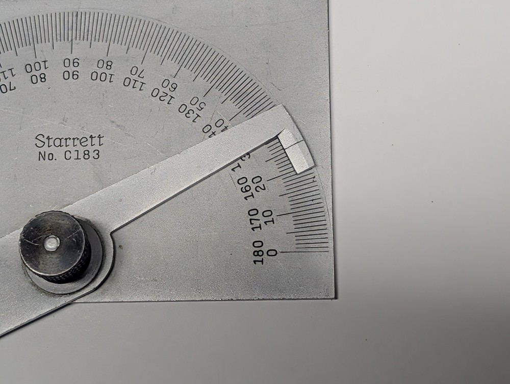 Starrett C183 Steel Protractor Rectangular Head USA