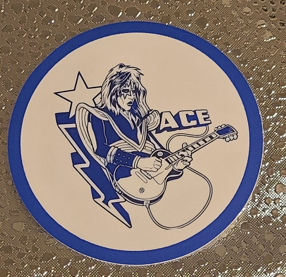 Space Ace Sticker Kiss Ace Frehley Guitarist Round Blue White Logo  3 Inch