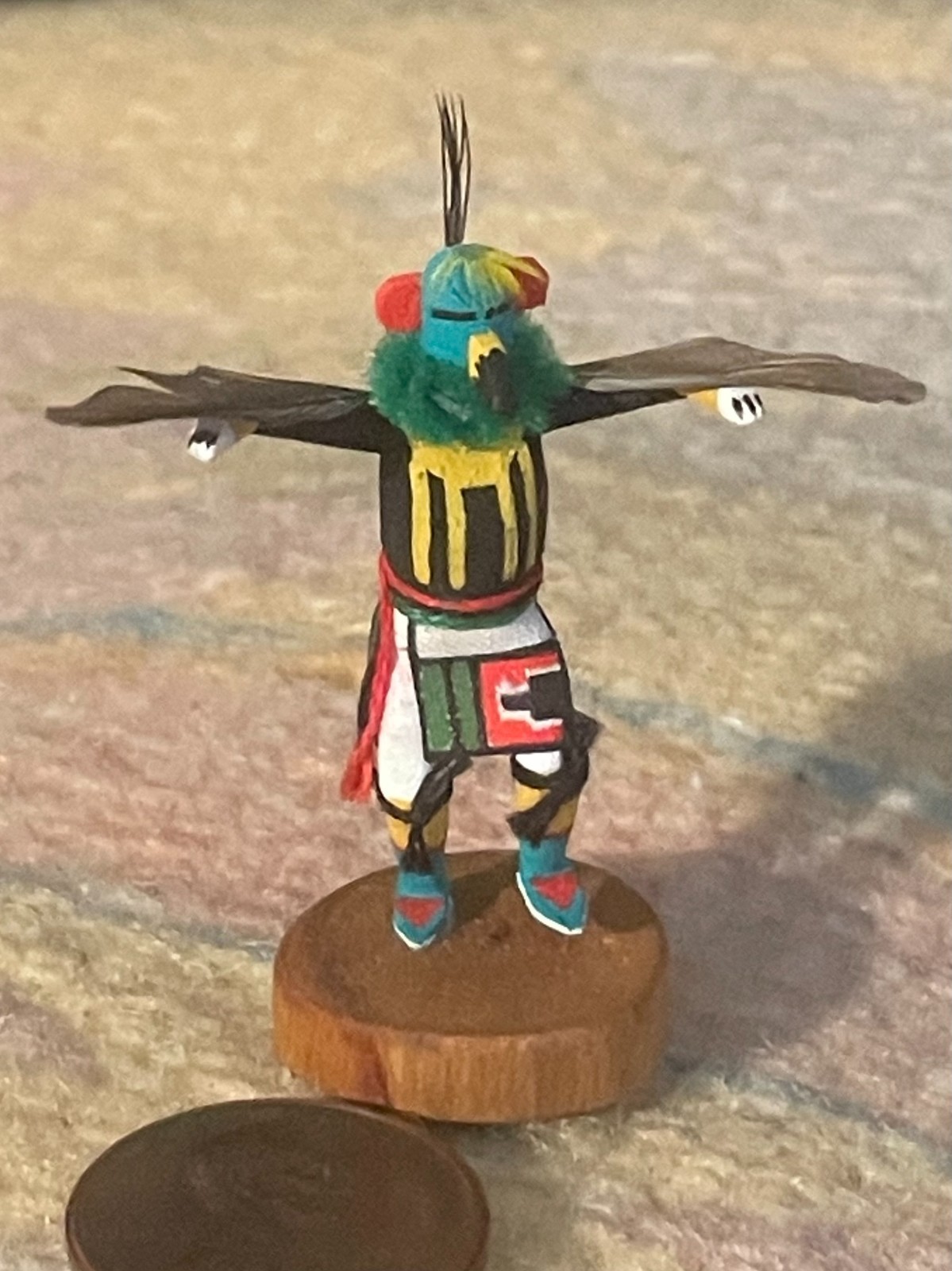 TINY ART-MINIATURE-NATIVE AMERICAN-KACHINA-SIGNED HOPI EAGLE '99-NEW CONDITION