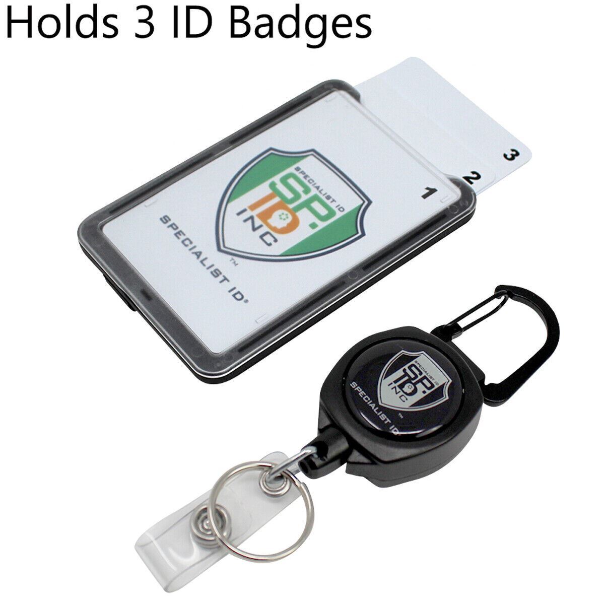 Specialist ID Heavy Duty Retractable Badge Reel with THREE Card Holder & Keyring