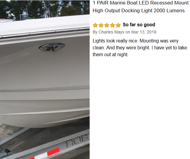 1 PAIR Marine Boat LED Recessed Mount High Output Docking Light 2000 Lumens Each