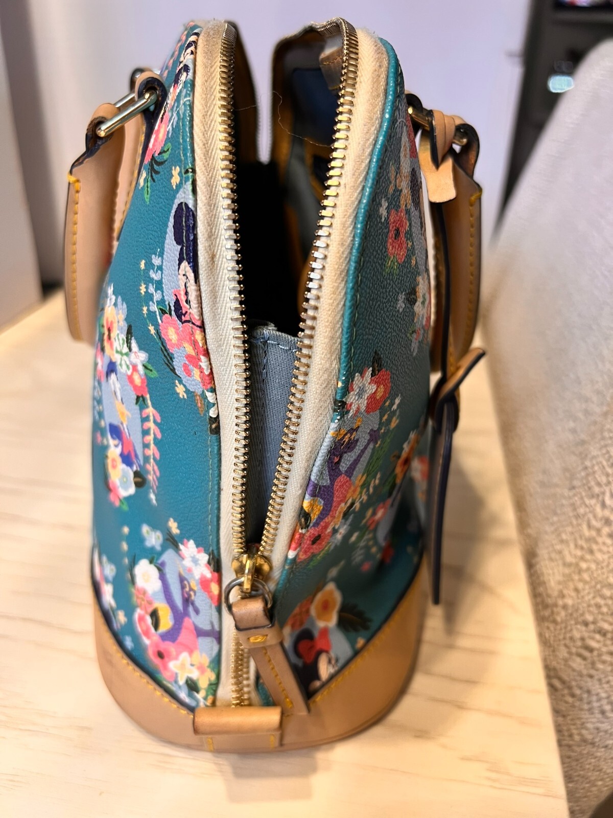 Disney Dooney & Bourke 2014 Flower & Garden Figment Satchel Purse Bag Green EUC