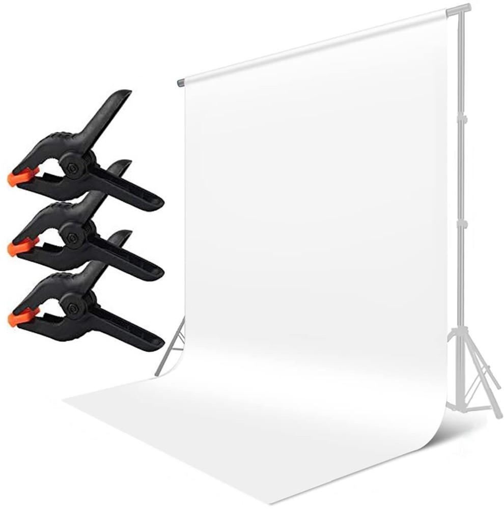 4.9×9.8ft White Seamless Fabric BackdropThicken Screen BackdropPolyester Mate...