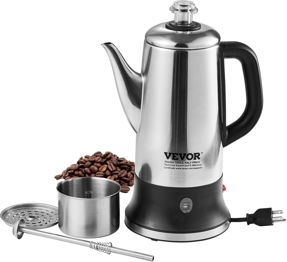 Electric Coffee Percolator 12 Cup Auto Keep Warm Stainless Steel Infuser