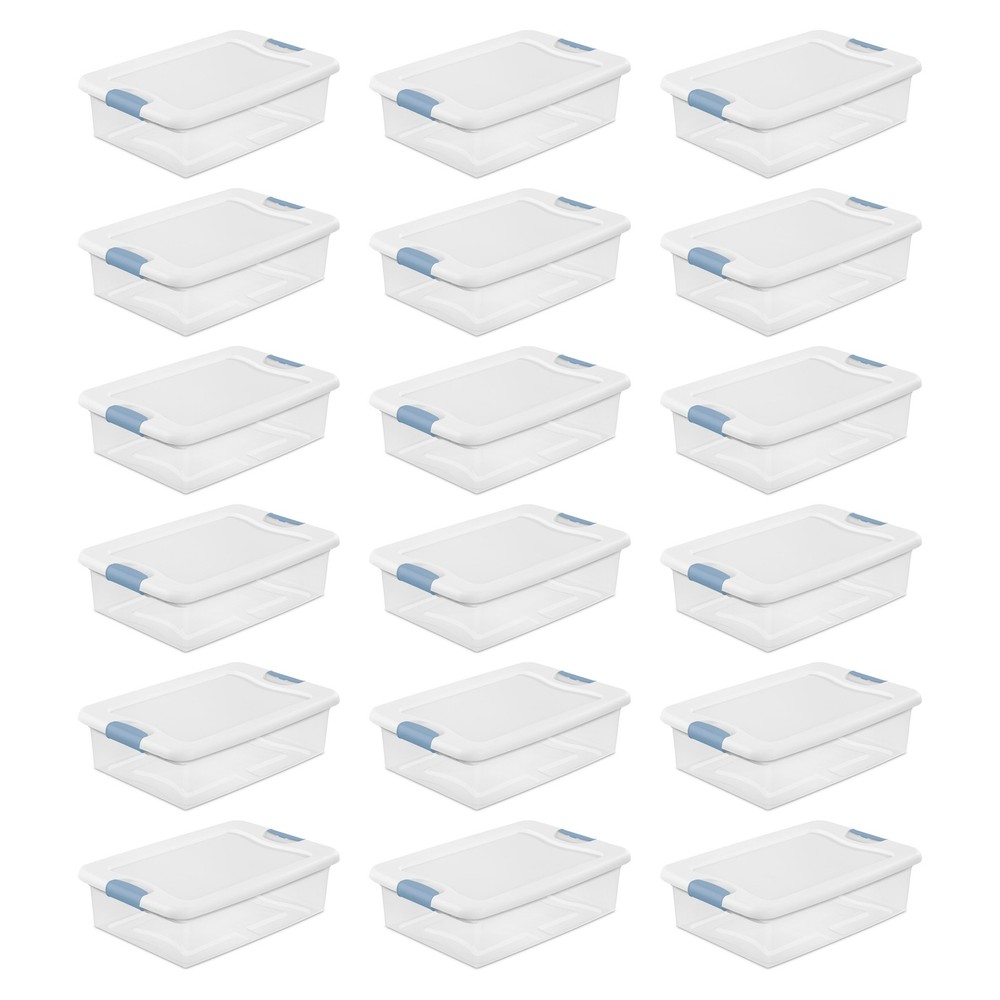 Sterilite 32 Quart Clear Stackable Latching Storage Box Containers, 18 Pack
