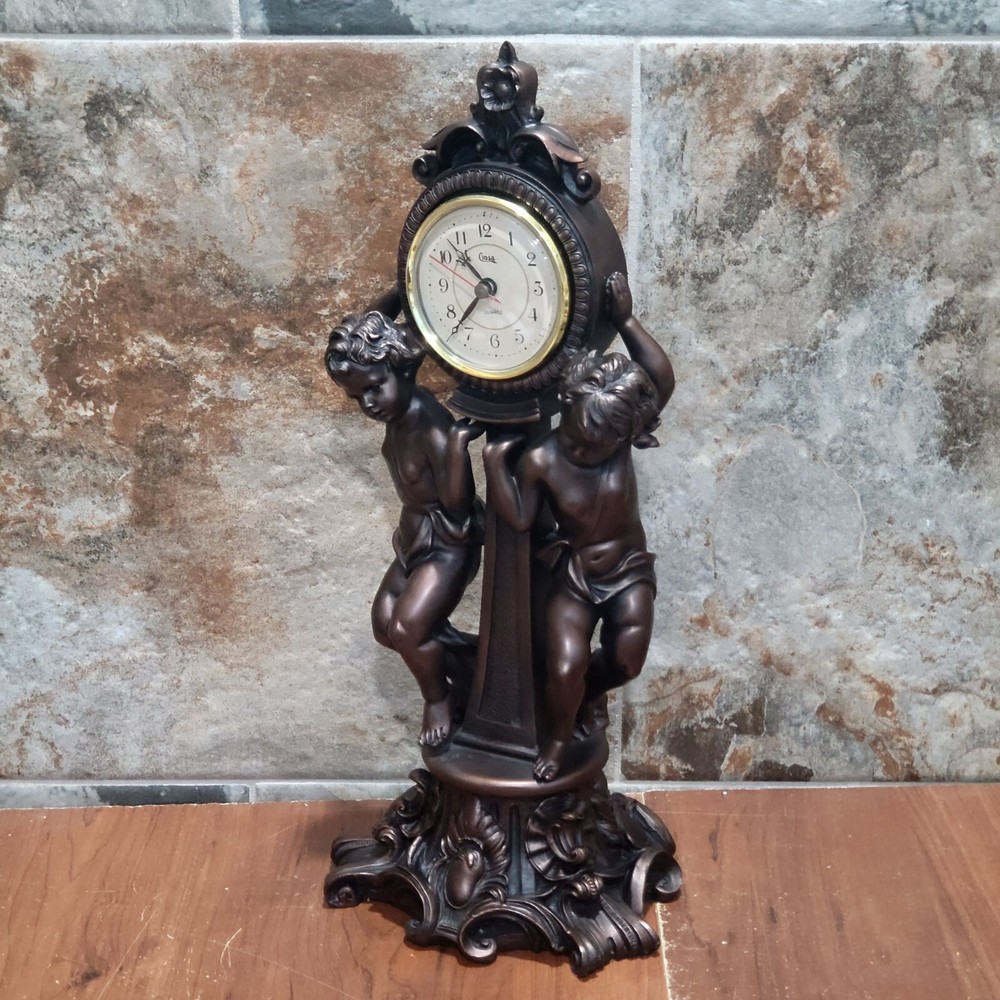 Vintage Bronze Decorative Cherub Clock Home Decor