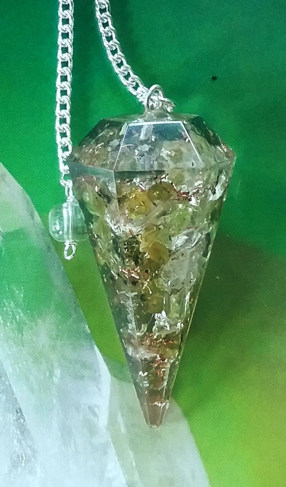 ORGONE PERIDOT PENDULUM, PERIDOT DOWSING PENDULUM, Green CRYSTAL Pendulum