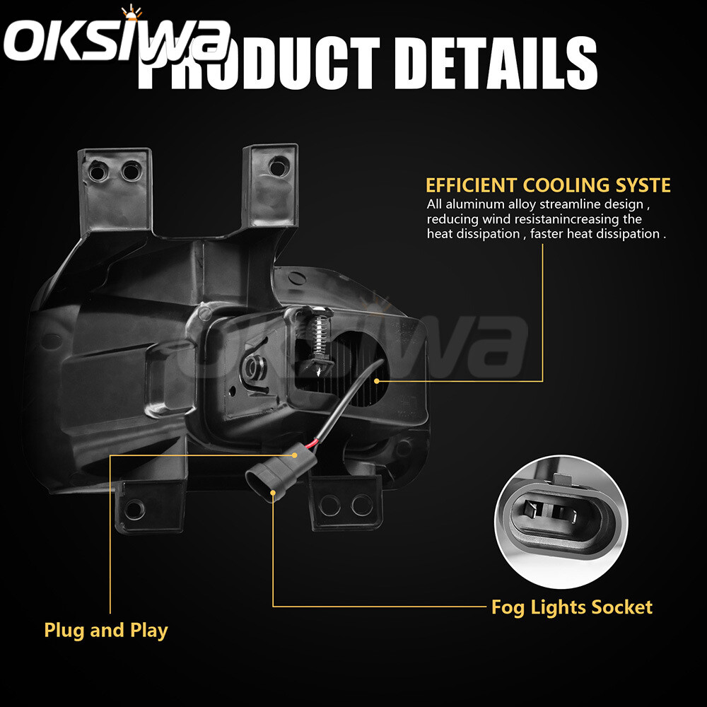 LED Fog Lights For 2015 16 2017 Ford F-150 Clear Lens Front Bumper Driving Lamps