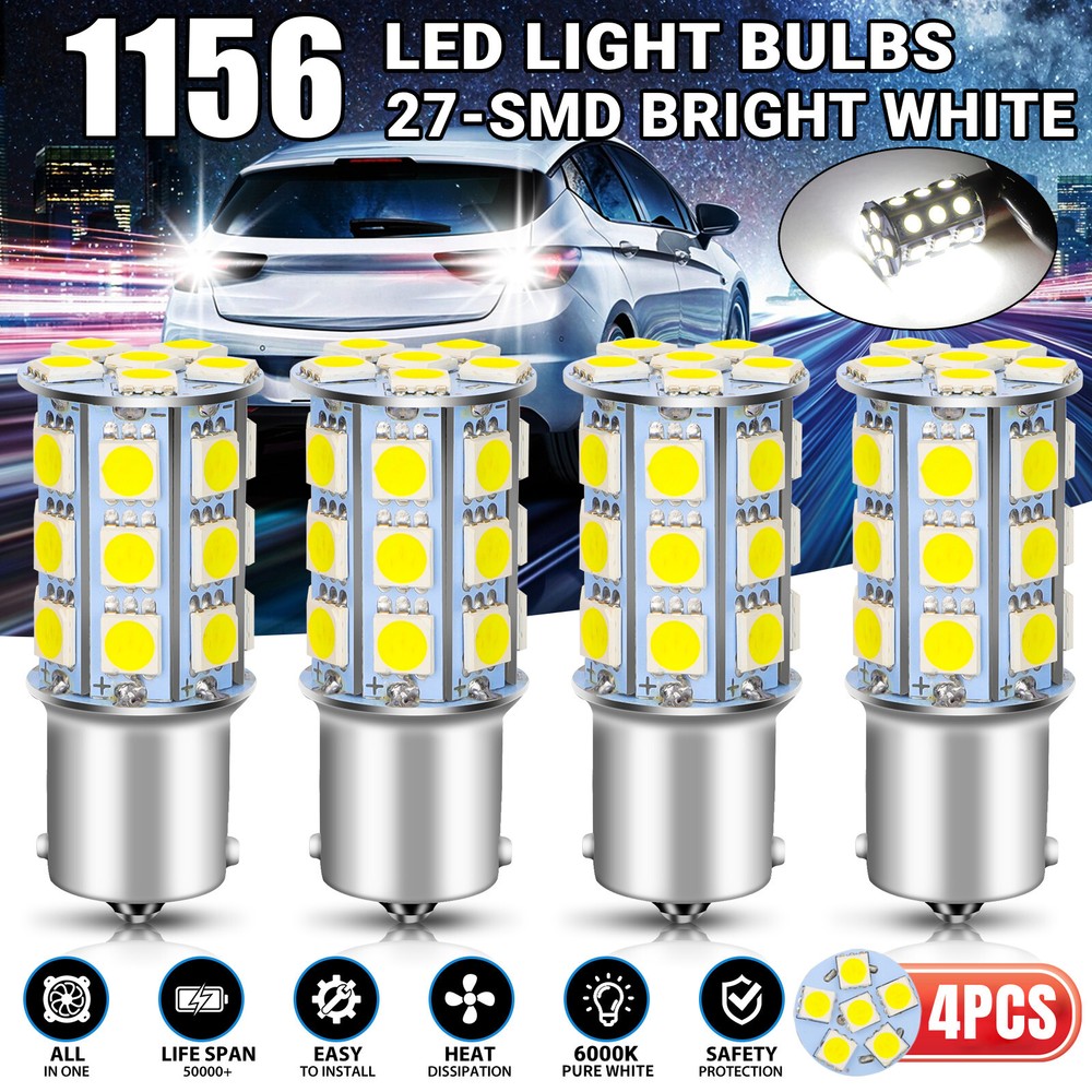 4Pcs 1156 LED Tail Brake Stop Reverse Parking Turn Signal Light Bulb Super White