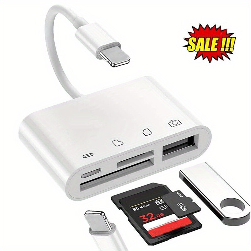 4 in1 USB to Card Reader Adapter USB Camera Micro SD Memory Slot for iPhone iPad