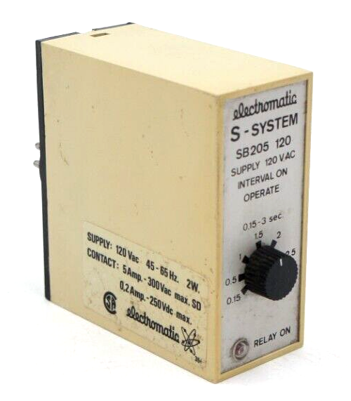 ELECTROMATIC S-System SB205- 120V Interval On Relay DPDT 5 Amp