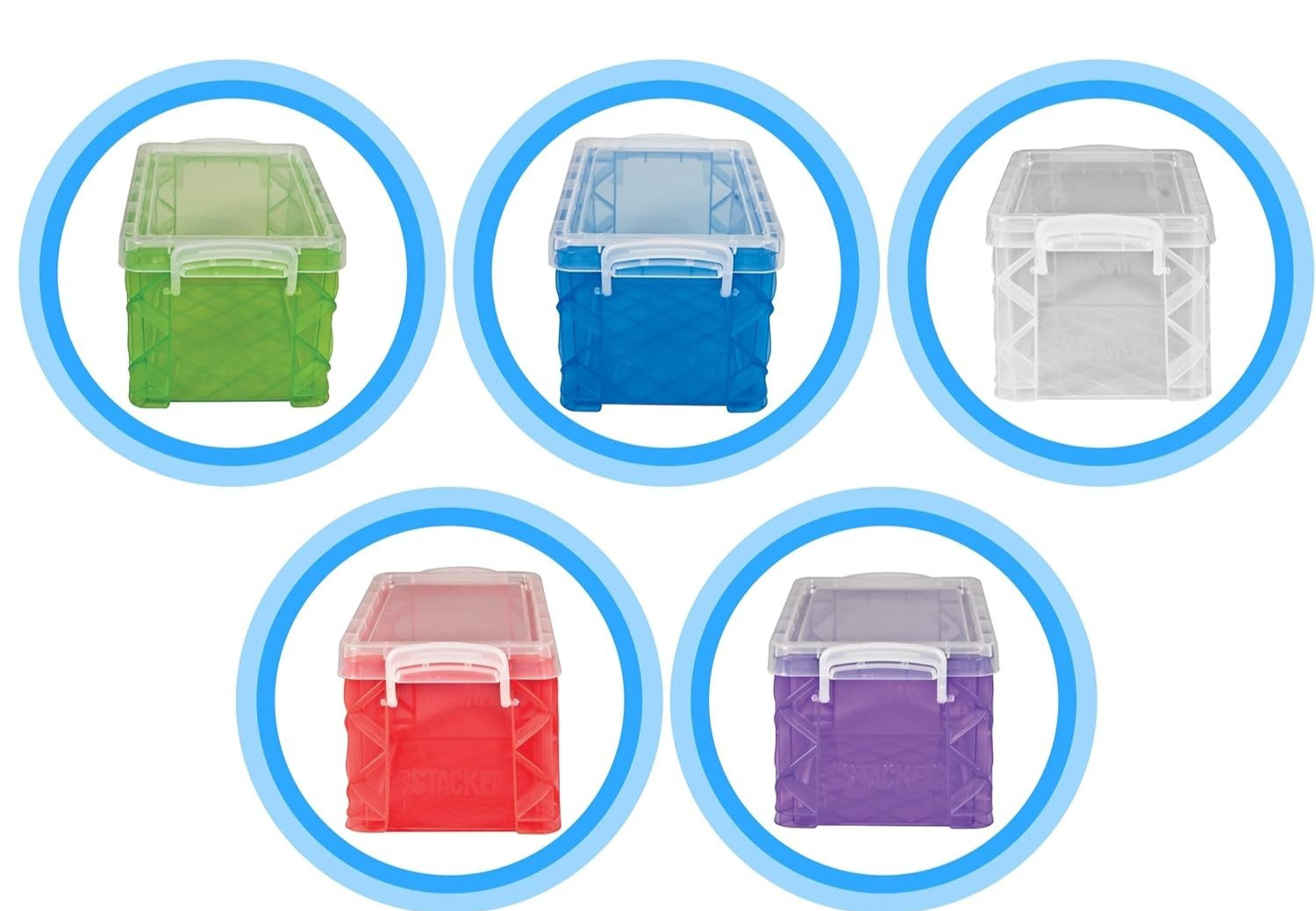 Storage Studios Super Stacker Storage Box-3.6"X4"X6.5" Assorted Colors Lot of 6