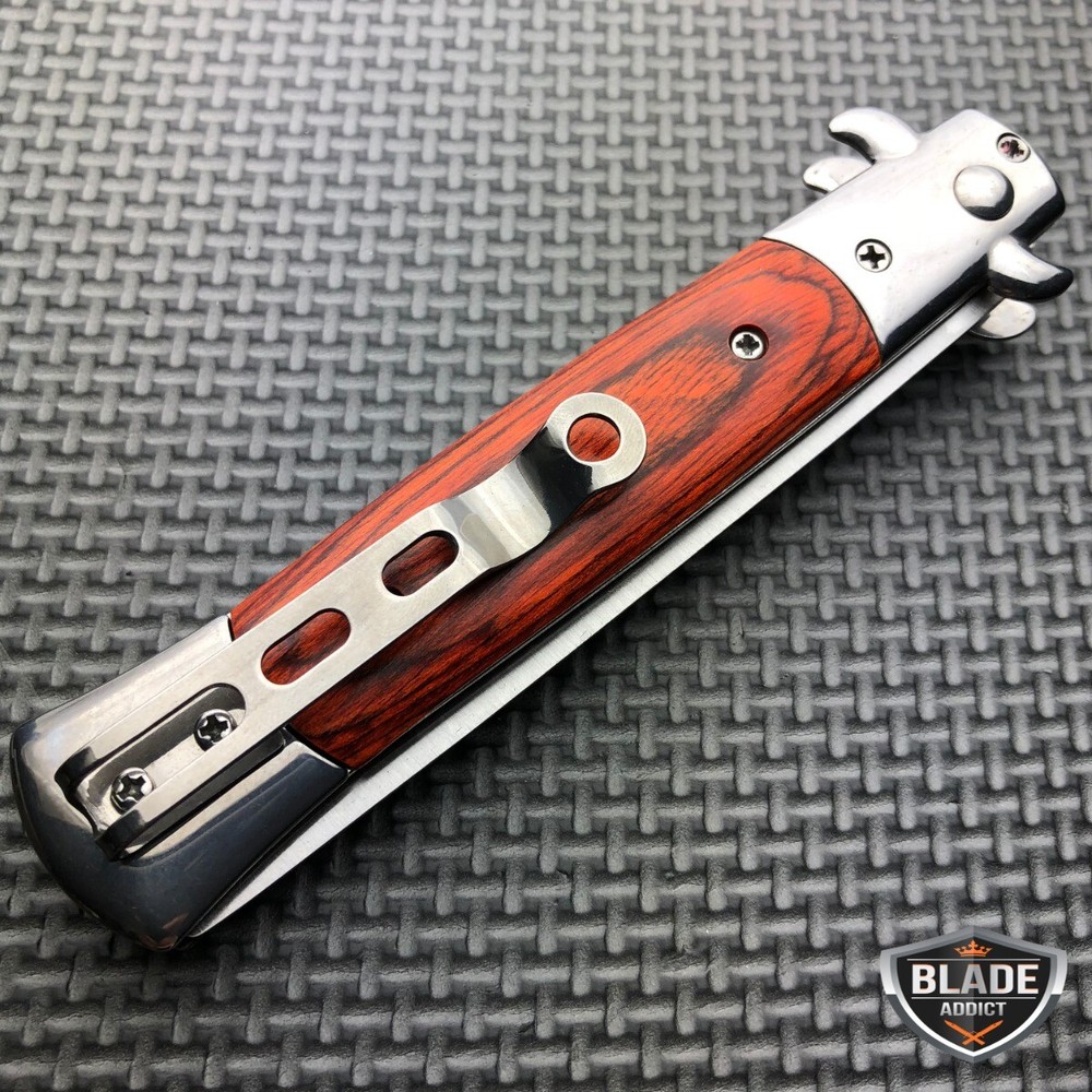 Automatic Push Button Folding Comb Barber Switchblade Pocket Knife Looking Brush
