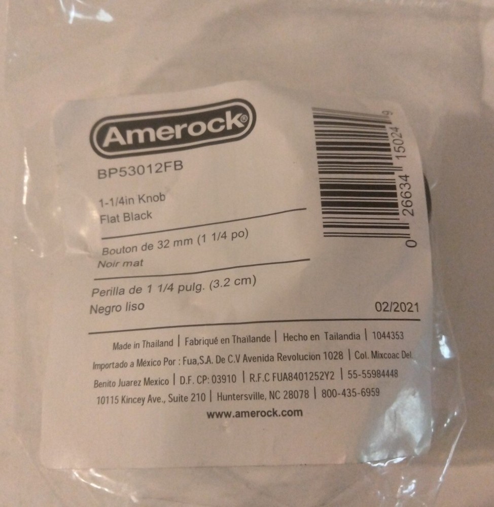 AMEROCK CABINET KNOBS   FLAT BLACK  BP 53012-FB