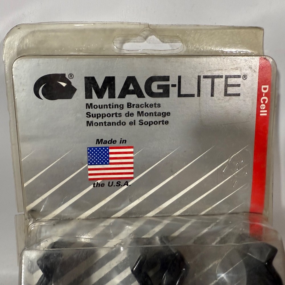 Vtg Maglite D Cell Flashlights Universal Mounting Brackets Clamp 2/Pack NOS