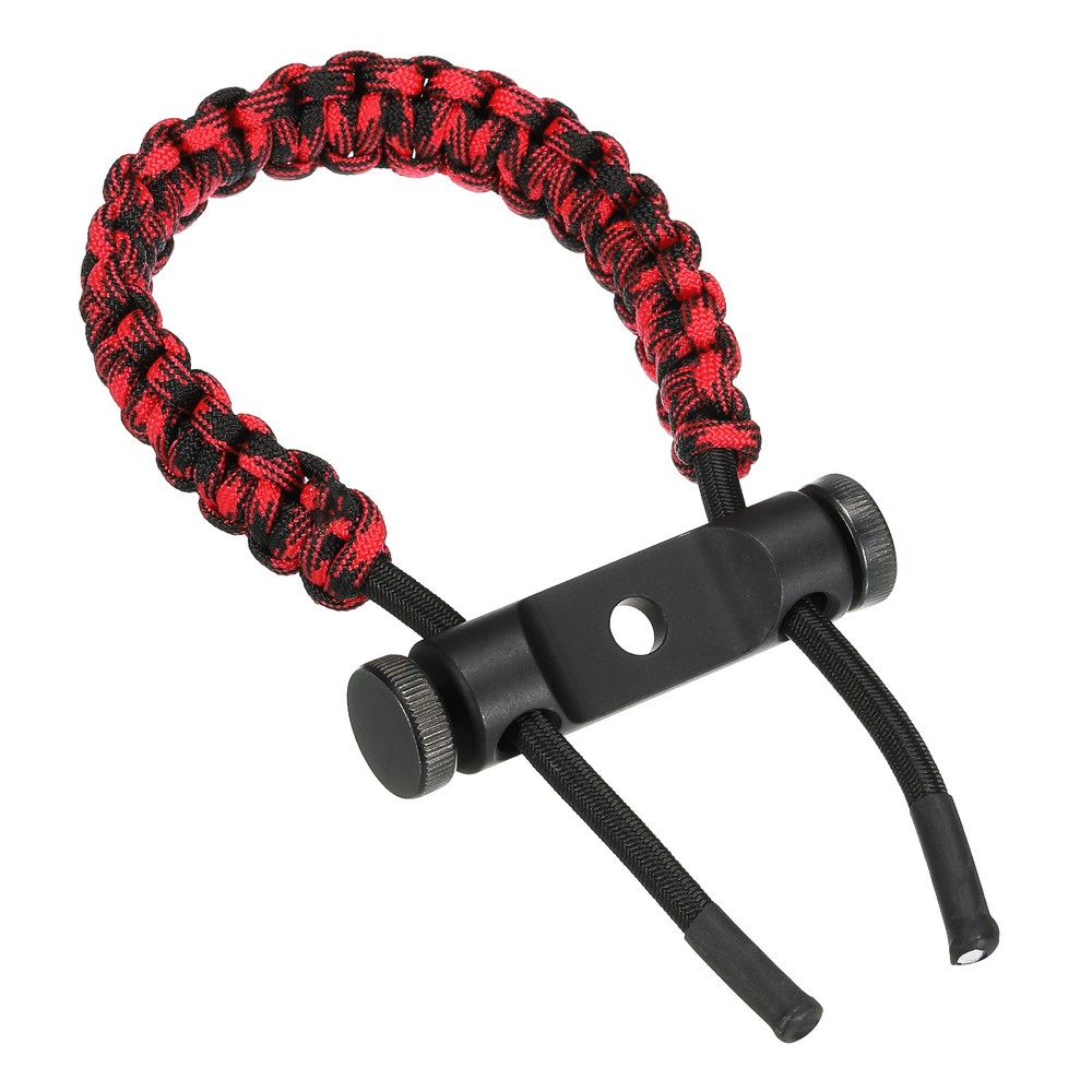 Archery Bow Wrist Sling, Adjustable Compound Braided Wrist Strap, Red Black