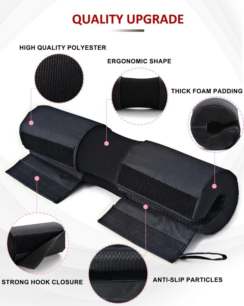 Barbell Squat Pad Nylon Padding AntiSlip- Thick Foam for Black