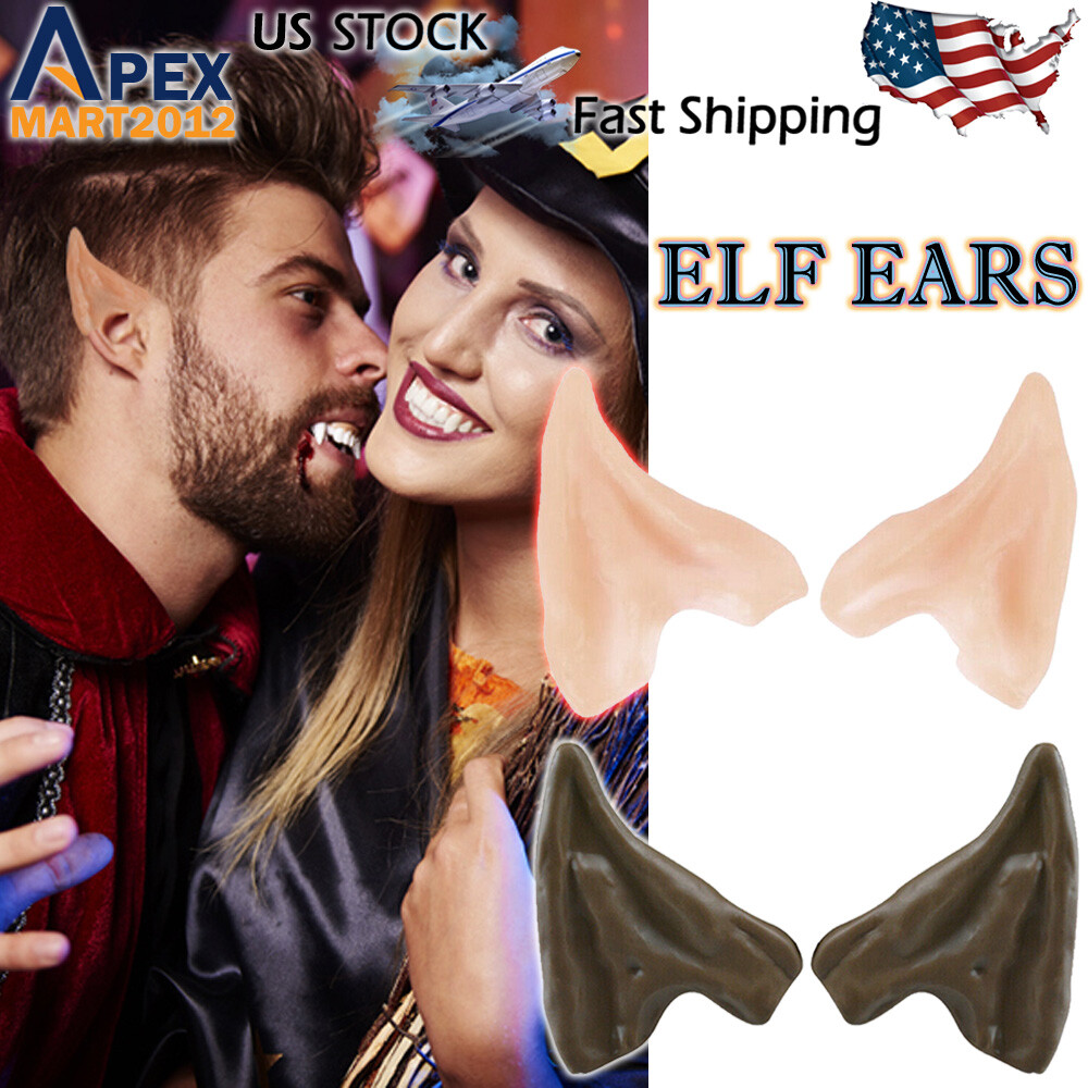 Halloween Cosplay Elf Ears Latex Hobbit Pixie Fairy Vulcan Alian Costume Props