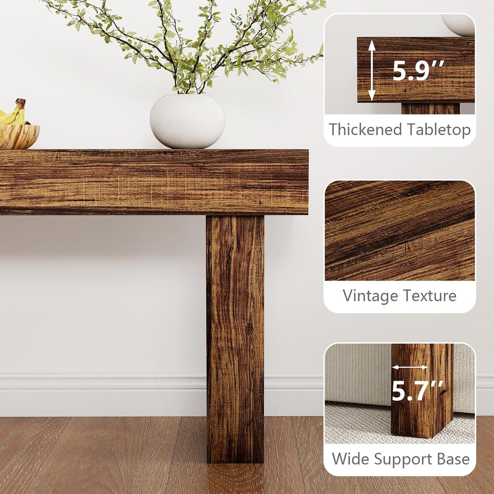 63'' Long Console Table,2 Tier Farmhouse Entryway Table Sofa Table with Storage,