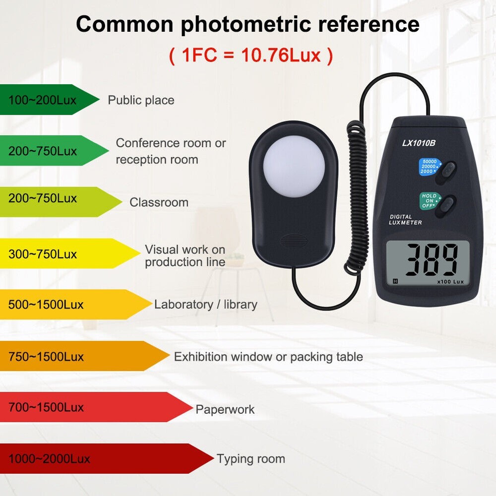 LCD Lux Digital Light Meter Luxmeter 3 Range LX-1010B illuminance Meter Tool