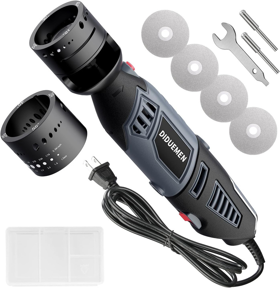 Dual-Head Tungsten Sharpener Grinder - 8 Angles & 6 Sizes for TIG Welding, Plug