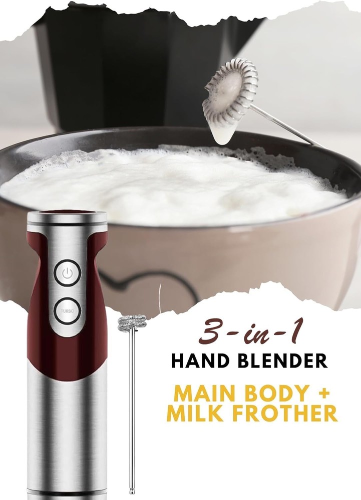 3-in-1 Hand Blender Set with Variable Speed Control, 400W Immersion Blender -...