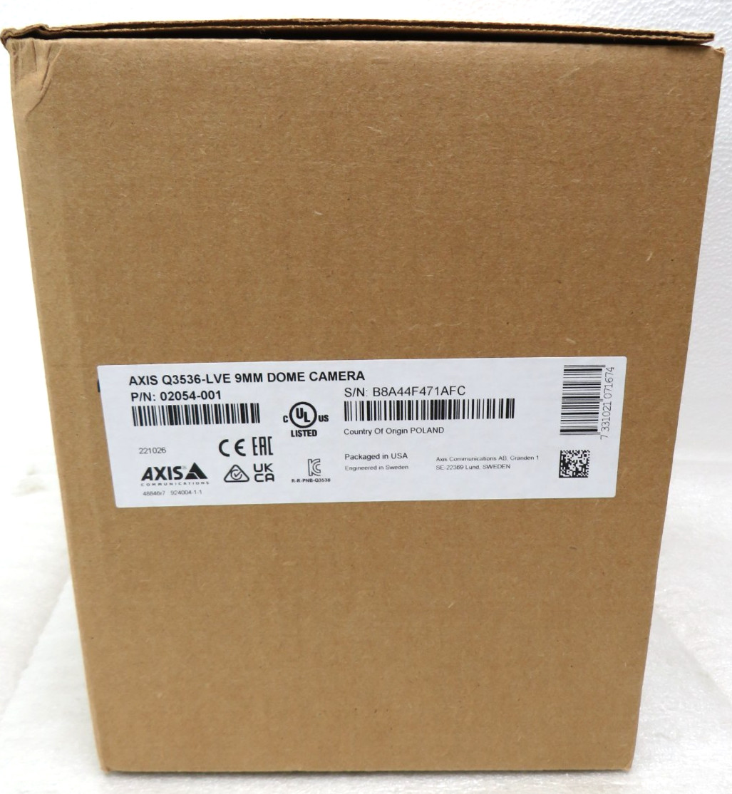 Axis Q3536-LVE 4MP Outdoor Network IR Dome Camera 9mm Lens (SEALED) [CTD]