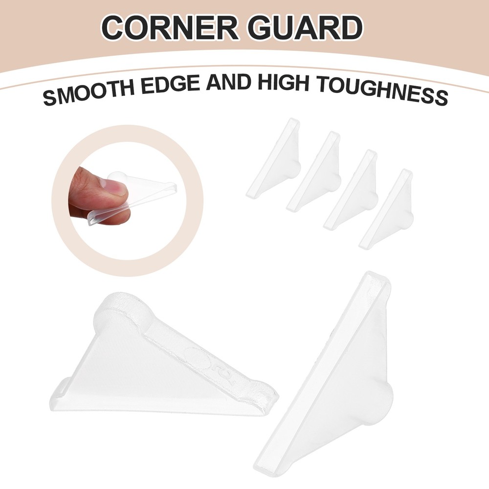 60Pcs 0.2x1.46in Plastic Rounded Corner Triangle Glass Corner Protector, Clear