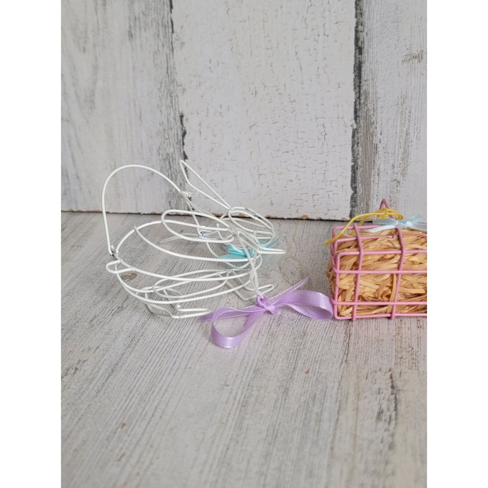 Mini bunny wire basket Egg Set Easter ornament Xmas