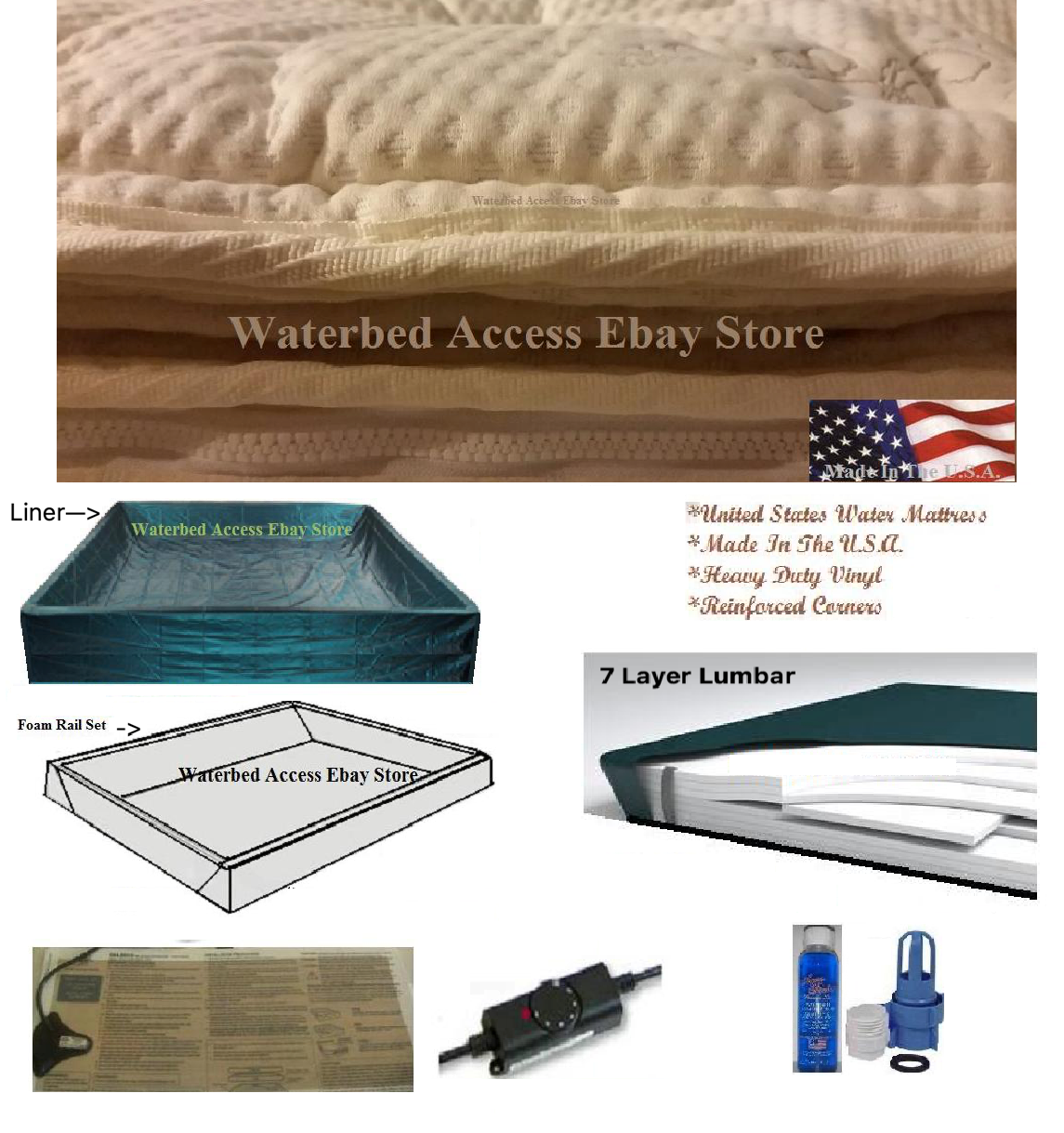 King Softside Waterbed Mattress with 99% motionless, Pillow Top Cover & heater