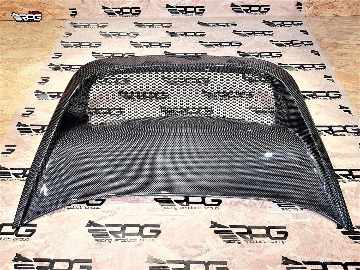 RPG Vacuum Plain Weave Carbon GTA Heat Extractor Hood Vent Scoop with Mesh Grill