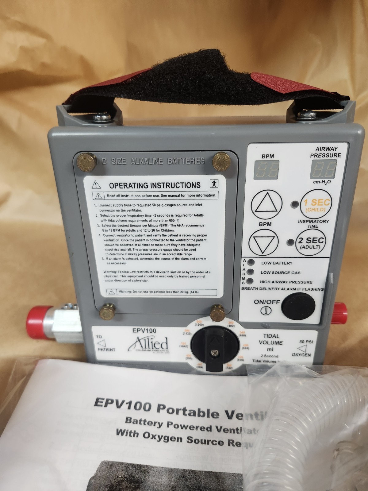 Allied Healthcare Ventilator EPV100 in open box with Power Supply Never Used