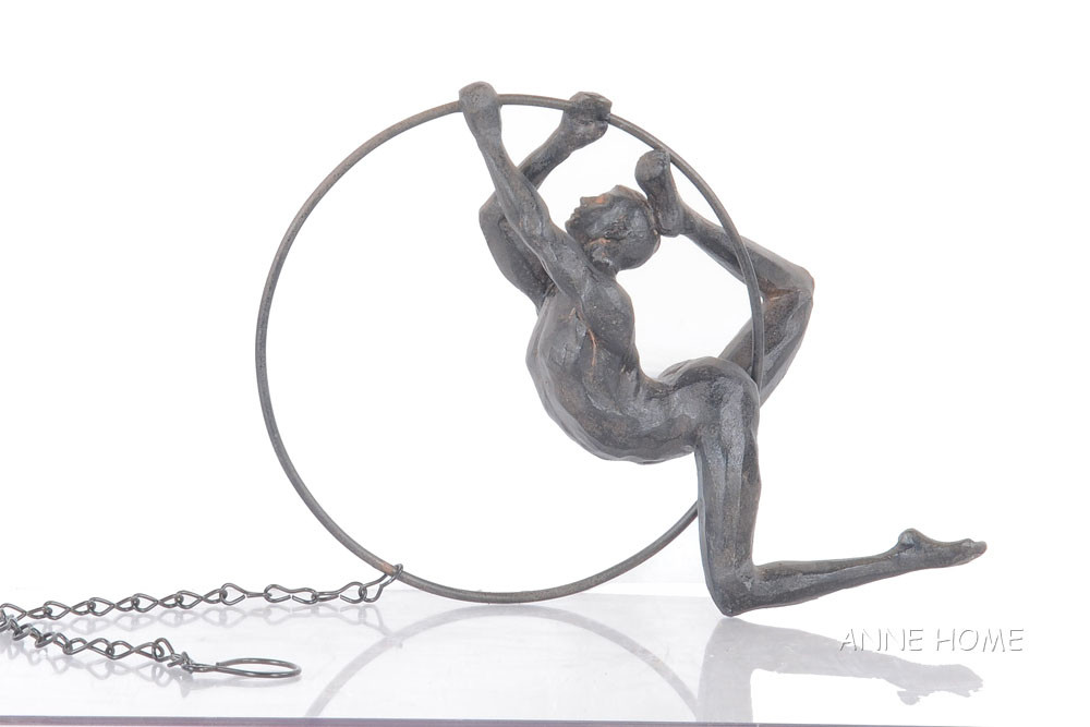 Nude Male Athlete Figure Sculpture Figurine Gymnast Kinetic Art Hanging Decor