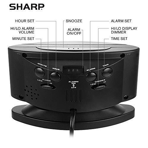 SHARP Home LED Digital Alarm Clock – Swivel Base - Outlet Powered, Simple