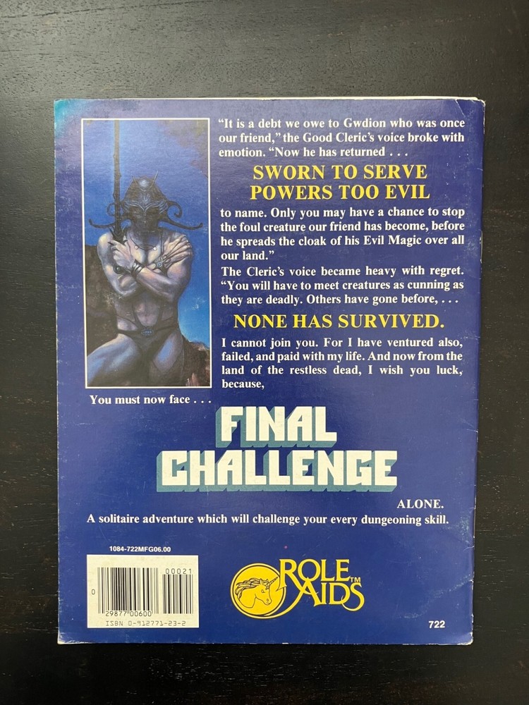 Advanced D&D Dungeons & Dragons Role Aids 722 Final Challenge