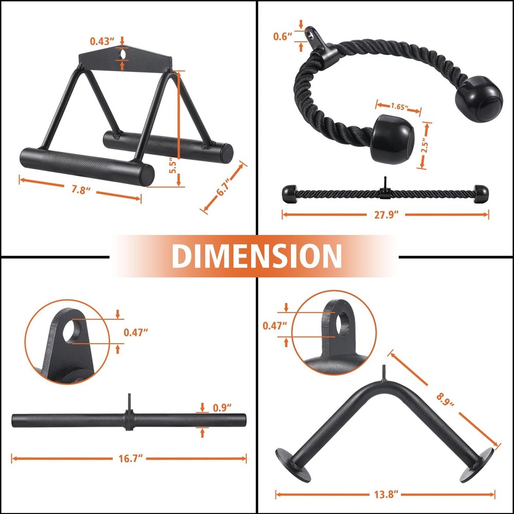 Workout Cable Machine Attachment for Home Gym, LAT Pulldown Attachments, Cabl...