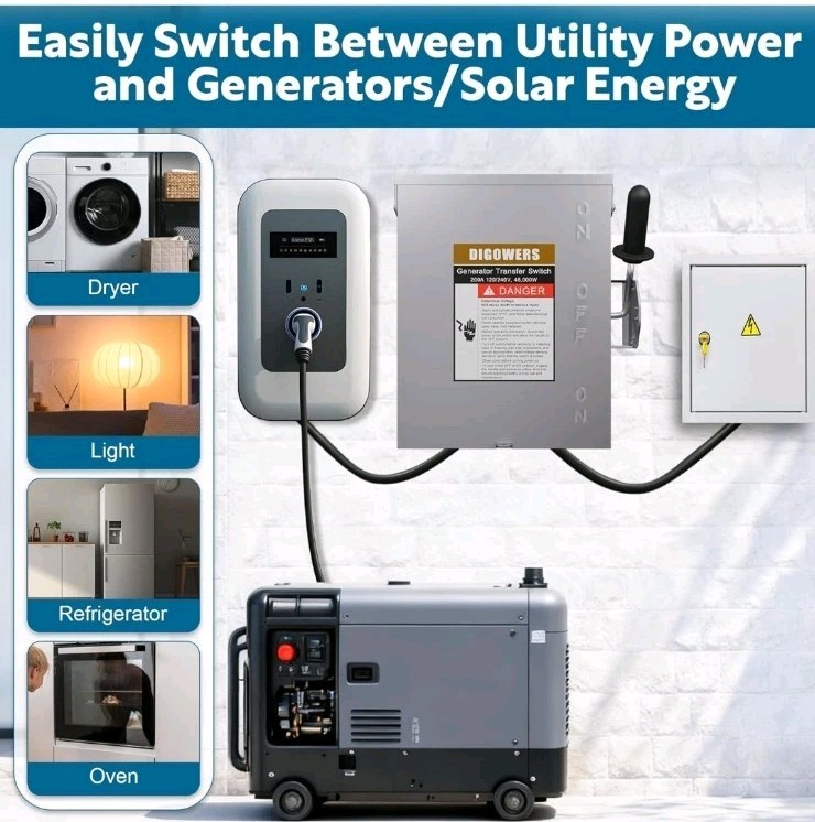 Upgraded 200 Amp Generator Transfer Switch, Manual Transfer Switch 2 Pole 4 Wire
