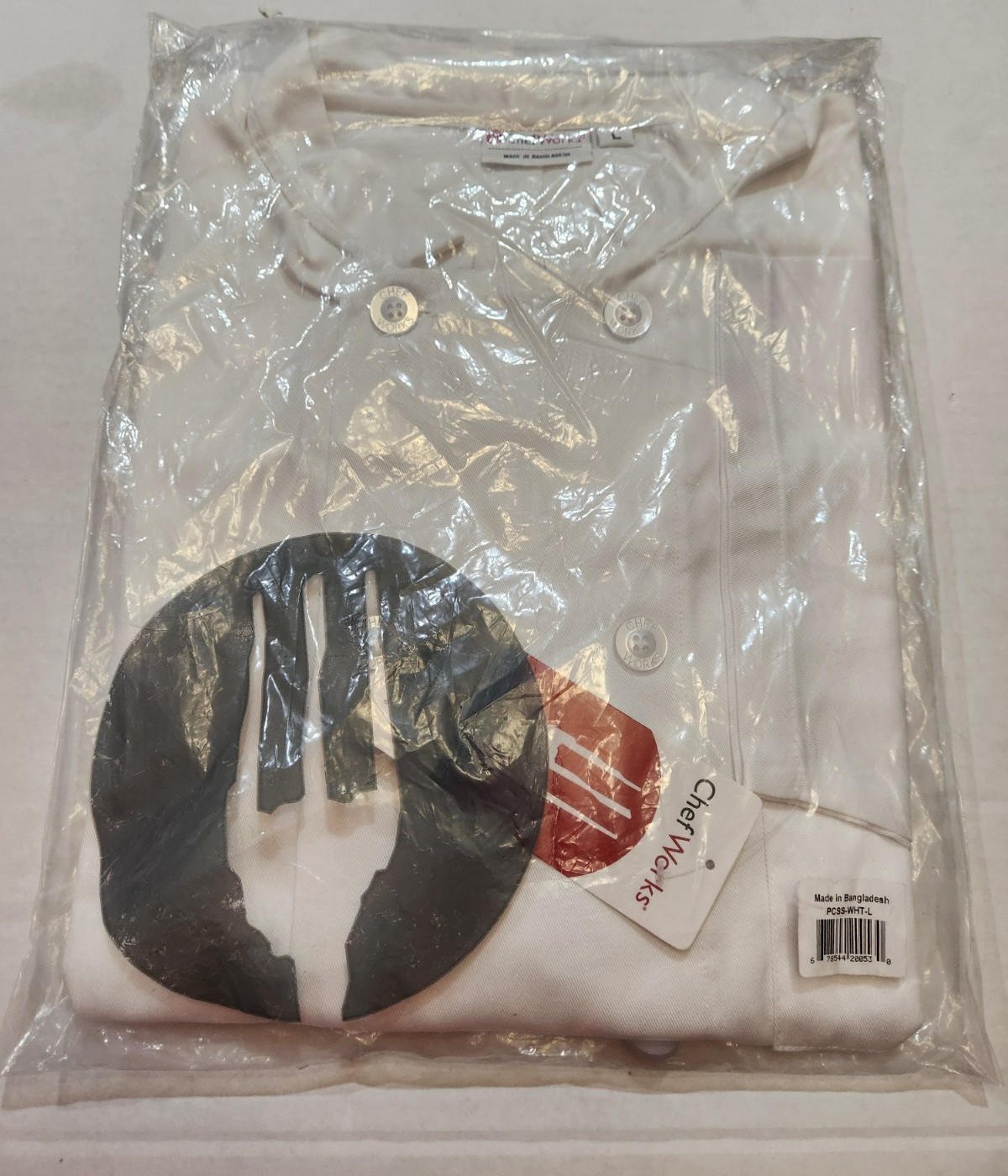 Chef Works Double Button Front White Chef's Jacket Shirt L New