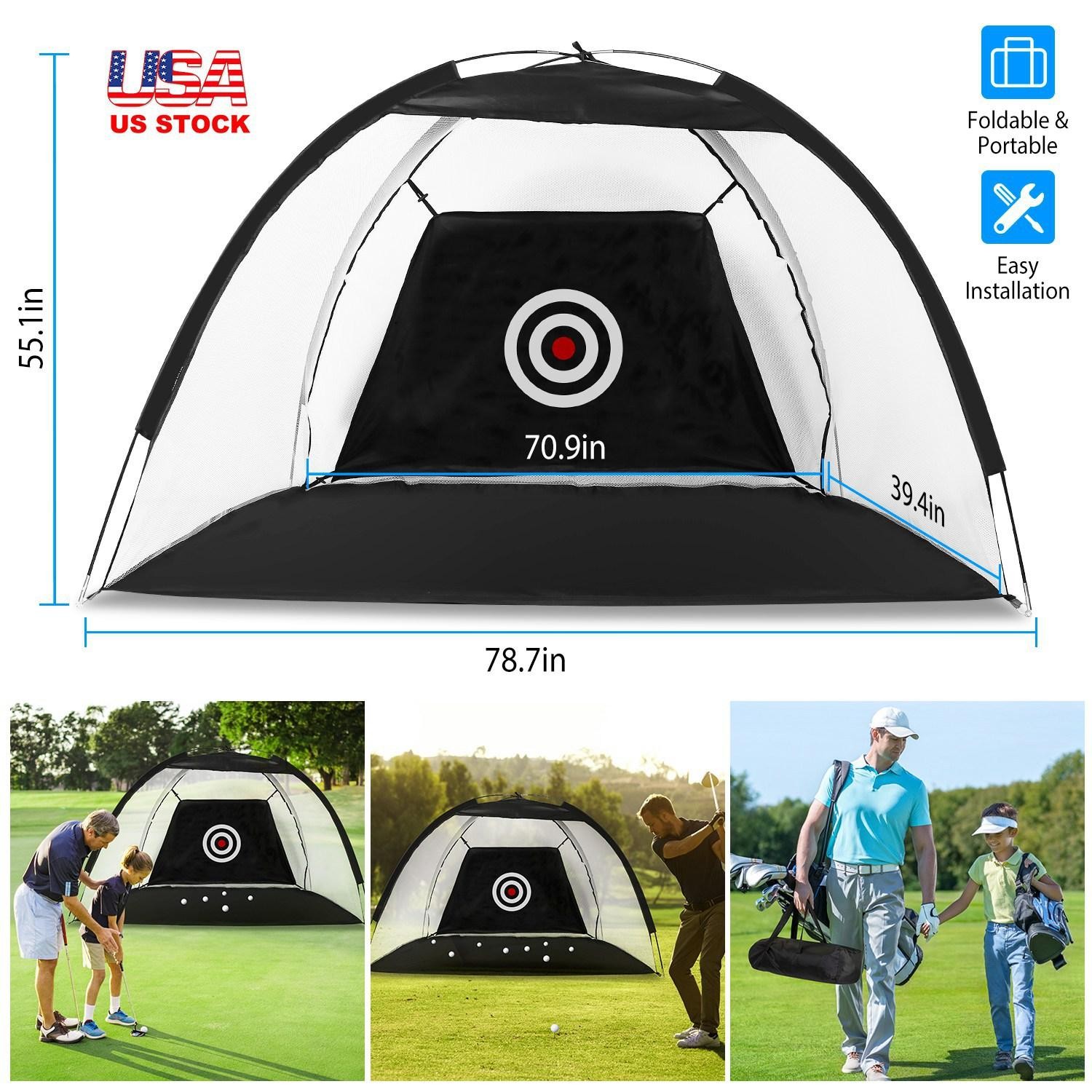 Golf Net Training Aids Practice Nets Driving Hitting w/ Target Cloth Carry Bag