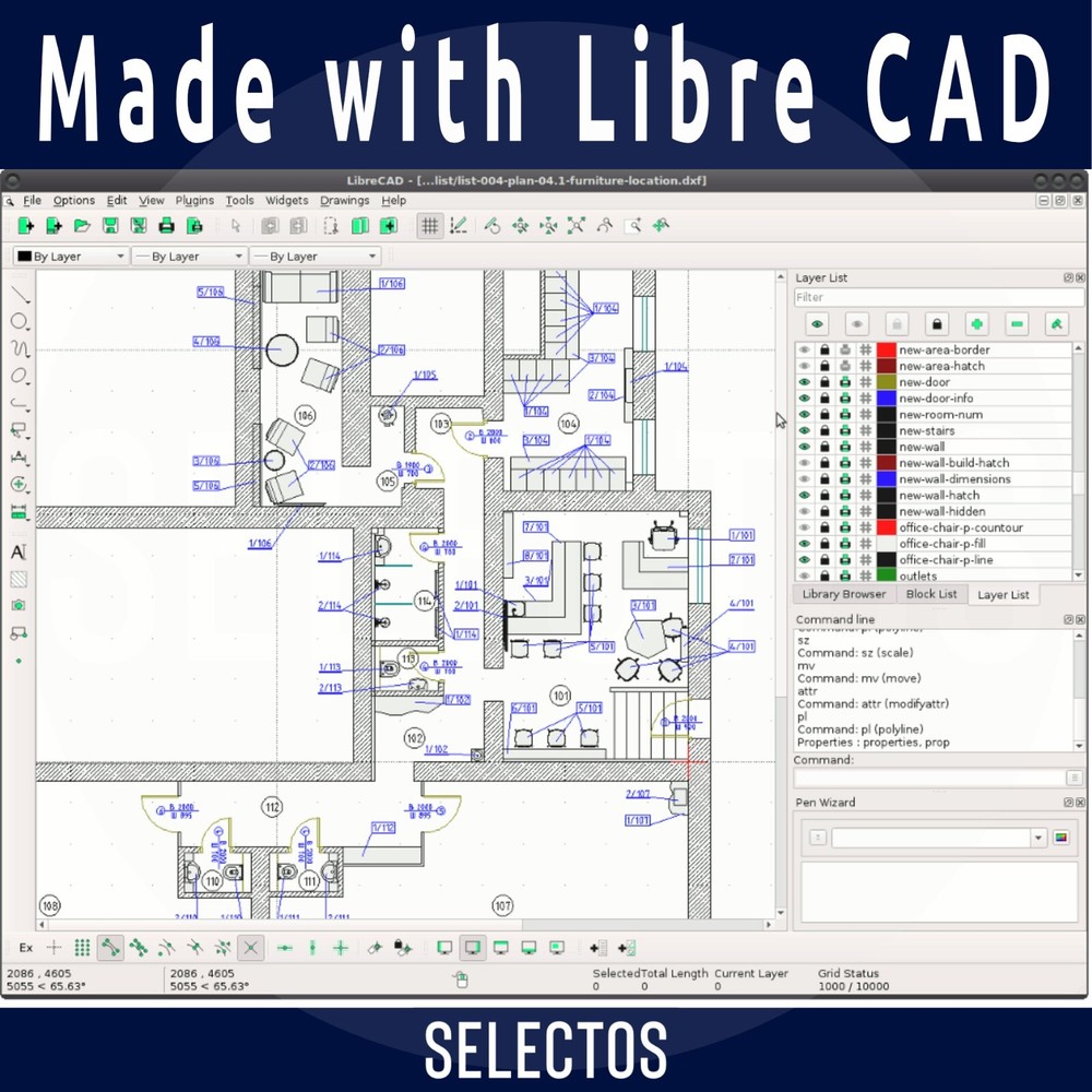 2024 Libre CAD 2D Design Software CD for Windows & Mac + PDFs Install, Manual
