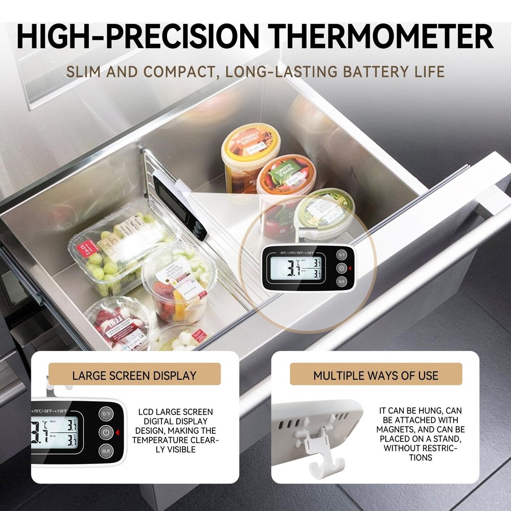 2Pack Digital Refrigerator Thermometer Fridge Thermometer Freezer Thermometer 2