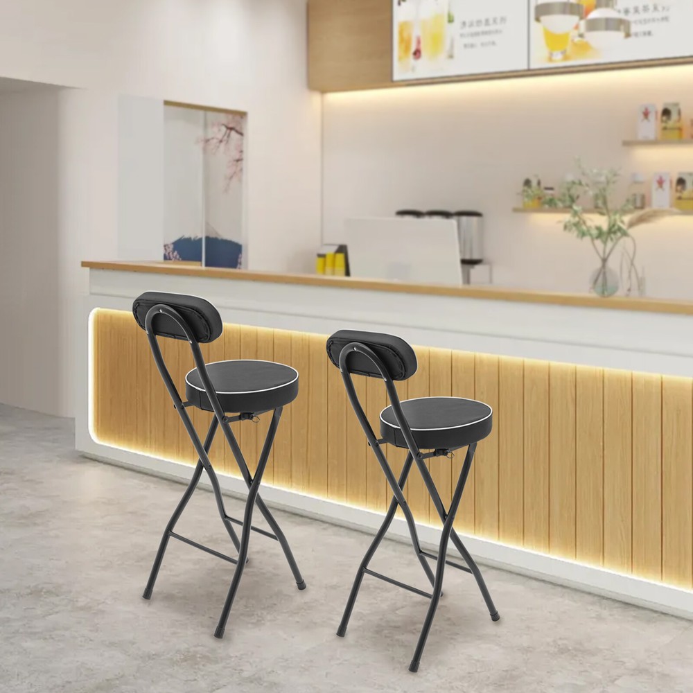 2PCS Bar Stool Portable Folding Stool Padded Folding High Chairs