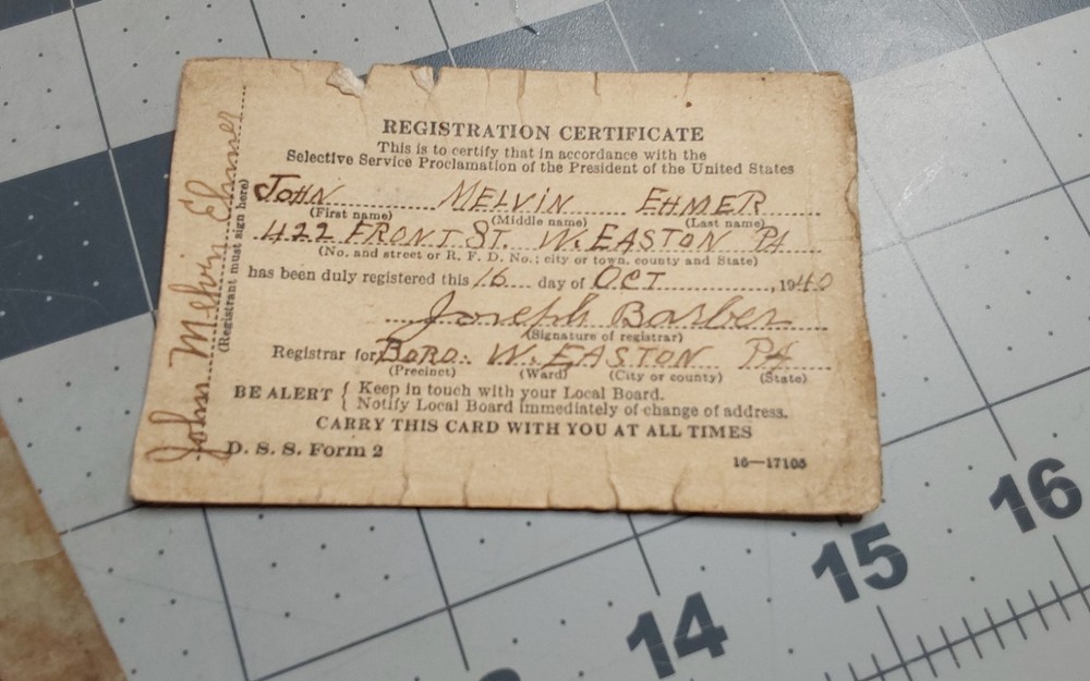 WWII US Army Motor Vehivle Operators Permit License