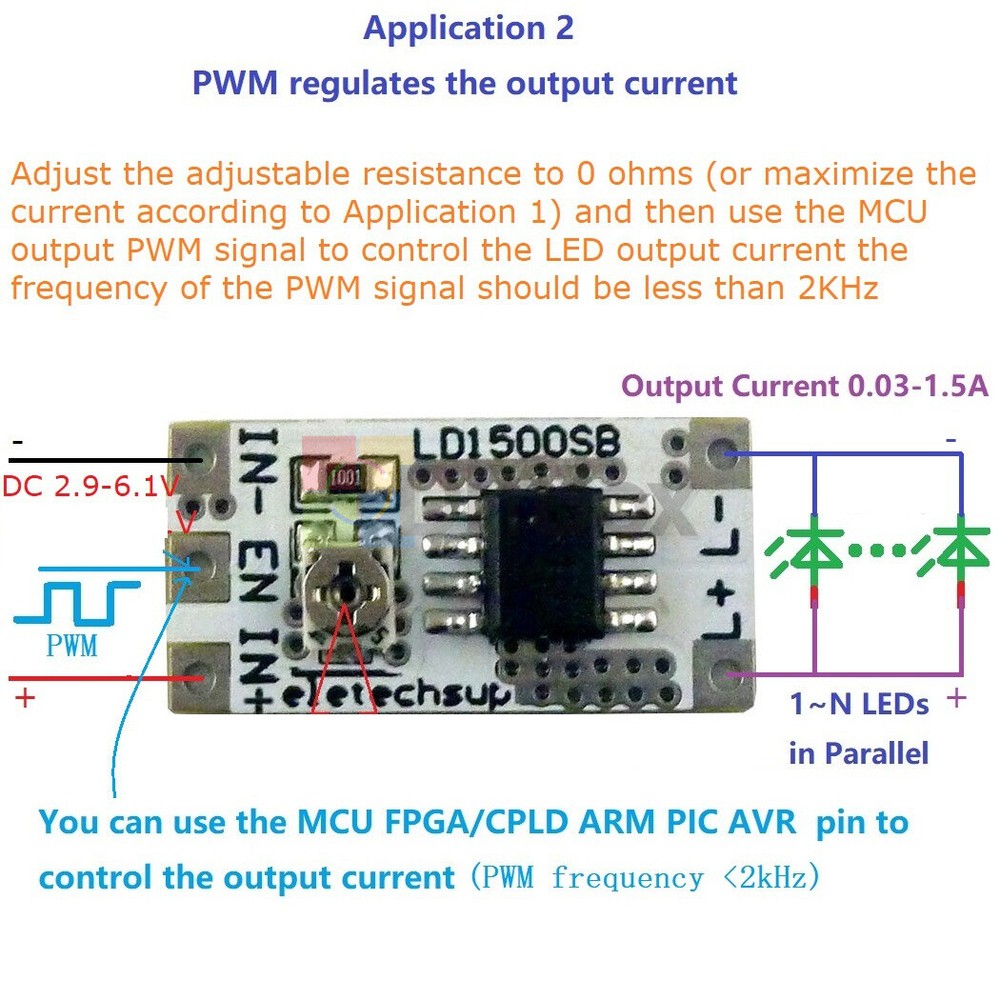 DC 3~6V Adjustable Output Current LED Driver Module PWM Controller Converter