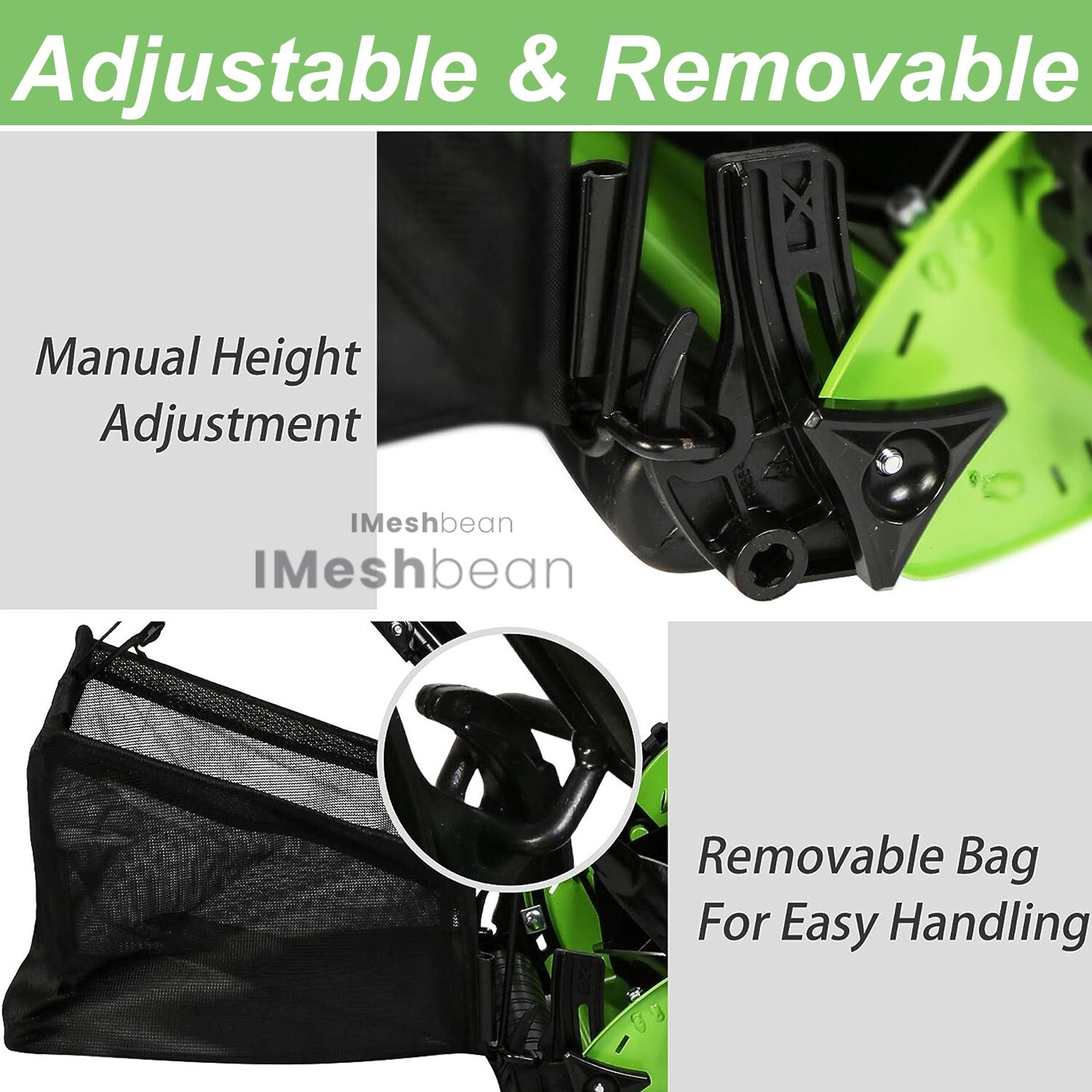 16-Inch 5-Blade Manual Reel Lawn Mower w/Adjustable Cutting and Handle Height