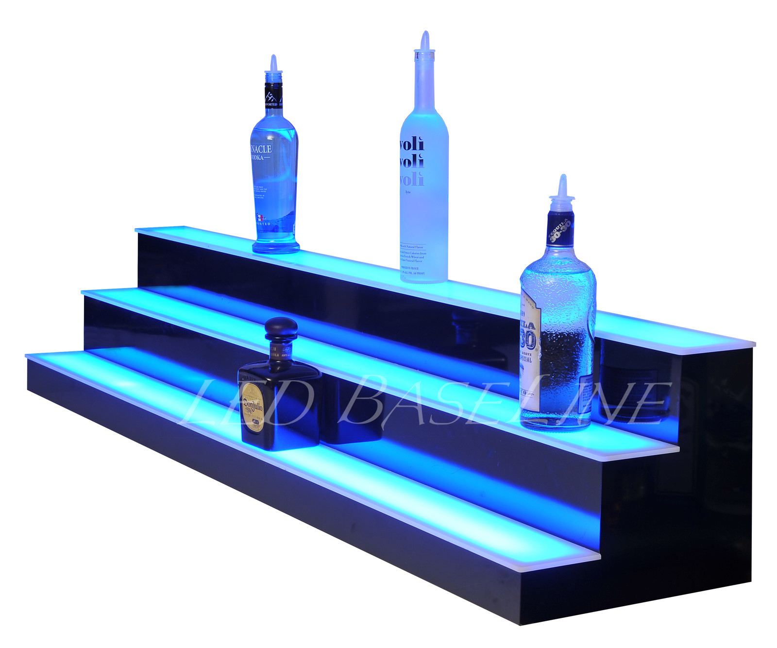 58" LED Lighted Bar Shelving 3 Step Color changing Display Bottles