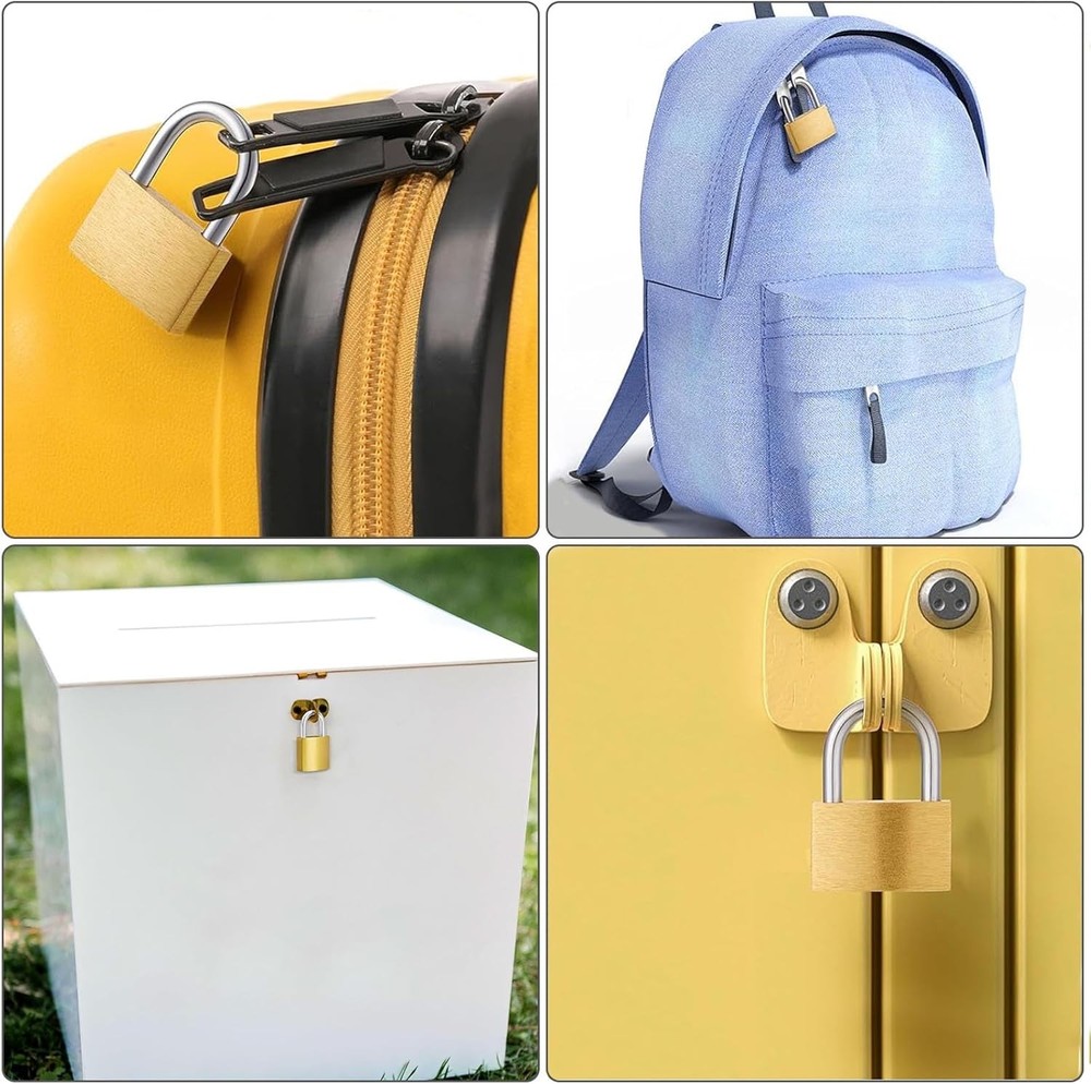 2 Pcs Small Solid Brass Locks with Keys, 20mm + 25mm Mini Key Locks, for Luggage