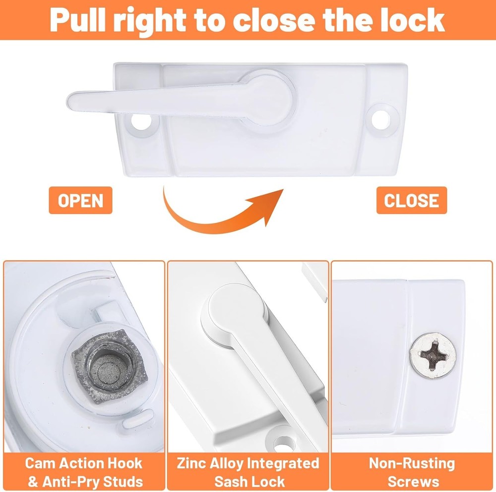 2 Pcs Window Sash Locks - Zinc Alloy Window Latch Replacement - Windows Locks fo