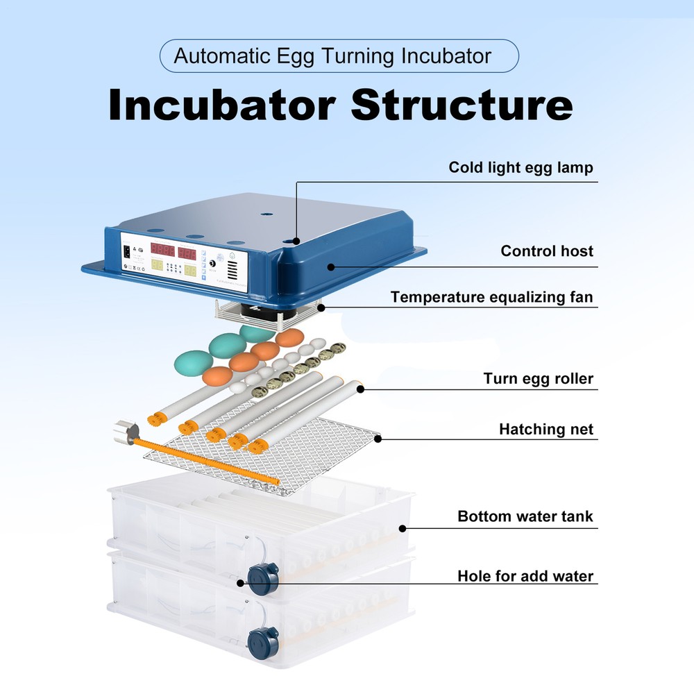 120 Eggs Incubator Temperature Control Automatic Digital Chicken Egg Hatcher